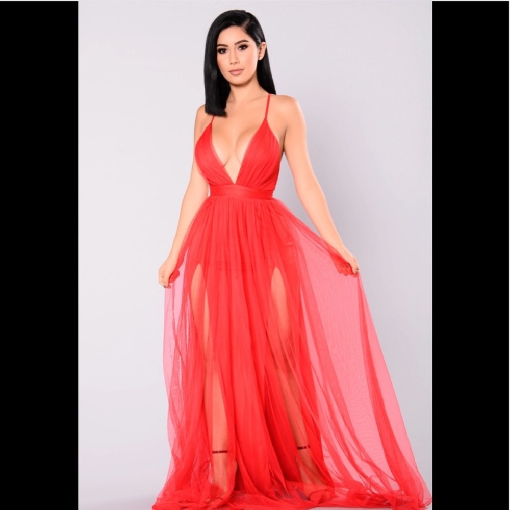Red maxi dress